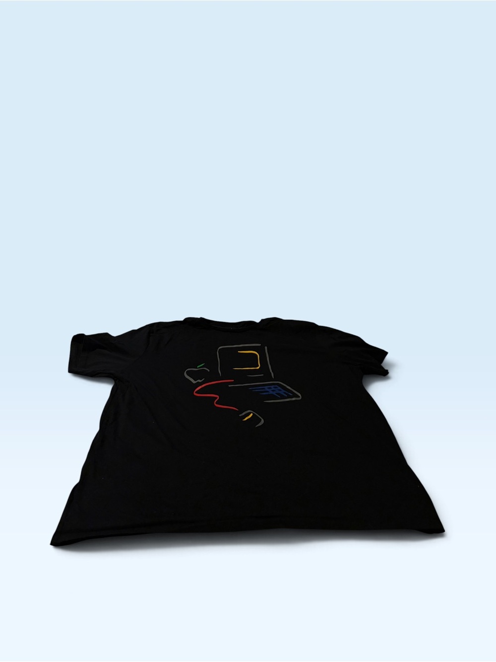 Apple Retro Black Graphic Tech Sketch T-Shirt